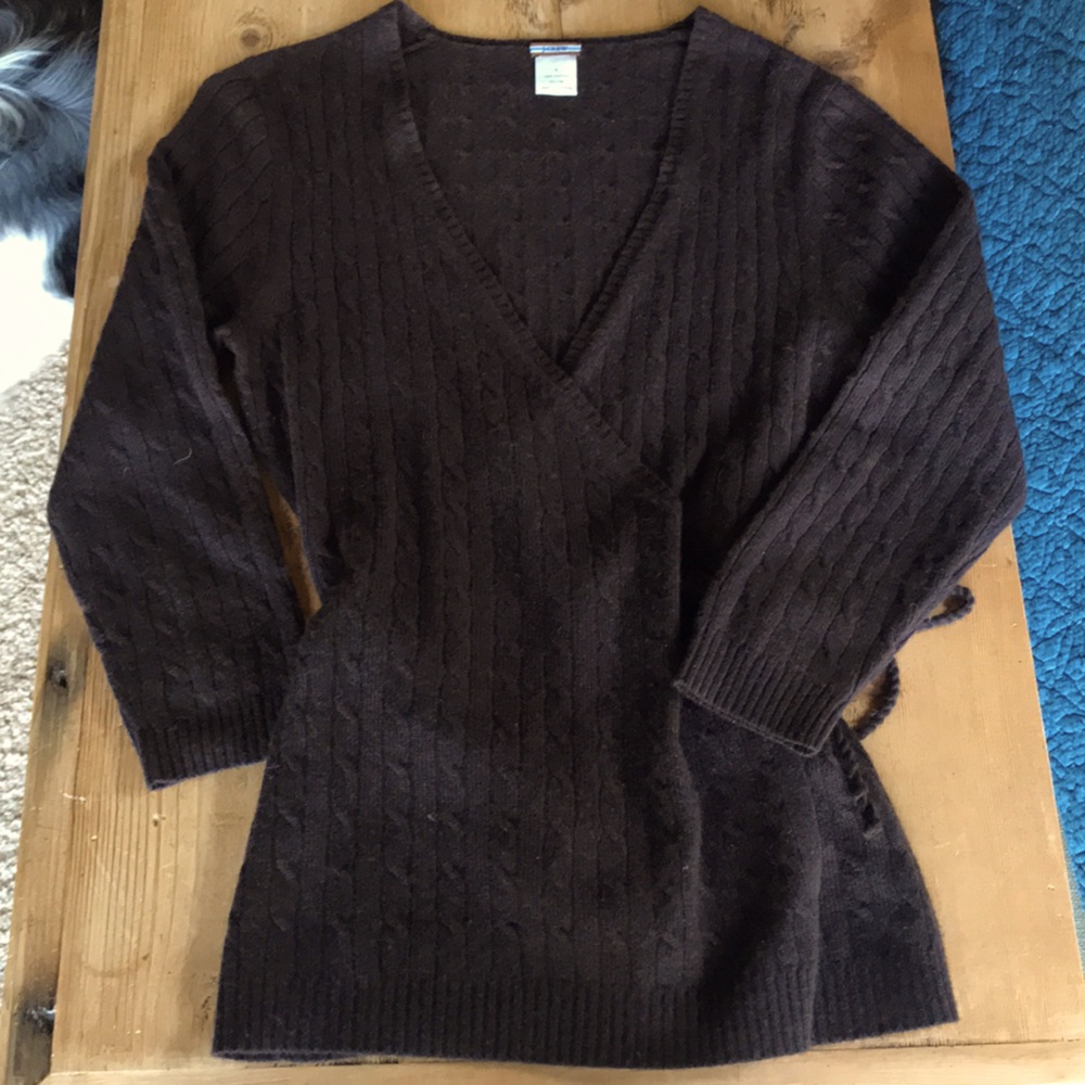 J. Crew Brown Cashmere Wrap Sweater Sz. S